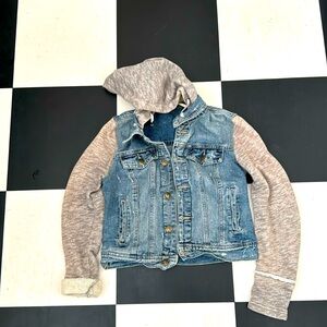 Free people denim jacket with detachable hood